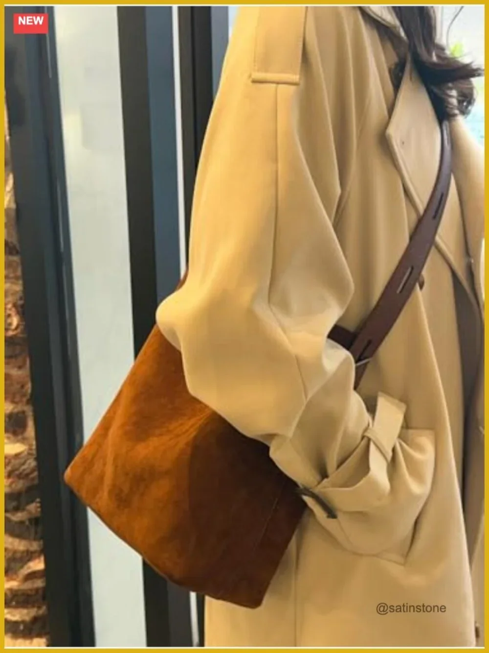 Large Suede Hobo Bag Magnetic Closure Shoulder Tote